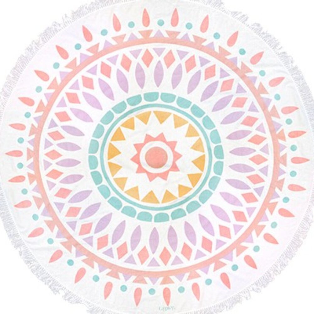 GYPSY 05 Boho Roundie Fringed Picnic Beach Towel (65” Diameter) SO‎ CUTE! - Picture 3 of 7